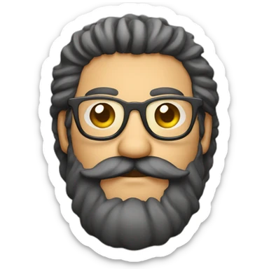 Hombre semicalvo con barba y bigote y gafas sticker