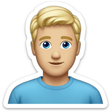 male, blue eyes, short blonde hair, blue shirt sticker