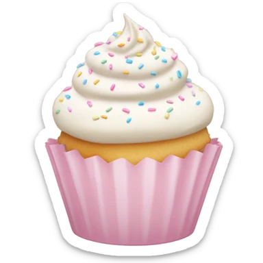 Vanilla frosted cupcake with baby pink wrapper and pastel sprinkles  sticker