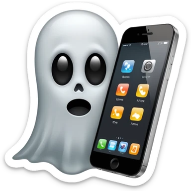 ghost emoji with a phone beside sticker