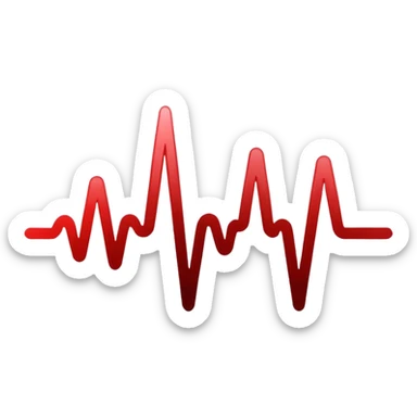 Precise and minimalist logo for MedSignal, red heartbeat pulse transforming into the letters ‘AI’, glowing edges with a metallic sheen, sleek design with clean white space, focusing on advanced healthcare technology and AI sticker