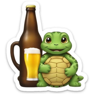 Tortue et chat qui boivent de la bière sticker