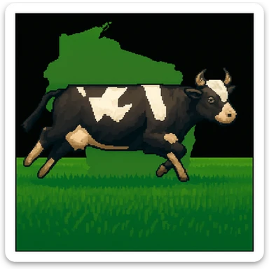Add the outline of the state of Wisconsin in the background behind the cow and grass field sticker