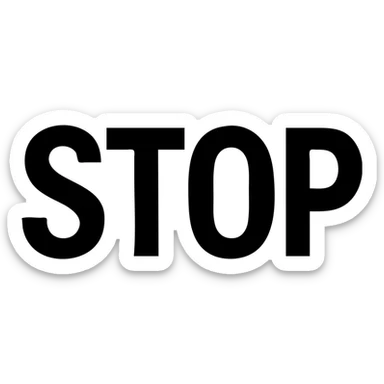 STOP wordmark, soft blue-grey, solid filled icon style sticker