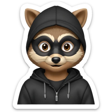 thief raccoon portrait, head and shoulders only, black burglar mask markings, sneaky smile, dark hoodie collar, mischievous eyes, 3D cartoon, mobile game icon style, clean background, no text, no watermark
 sticker