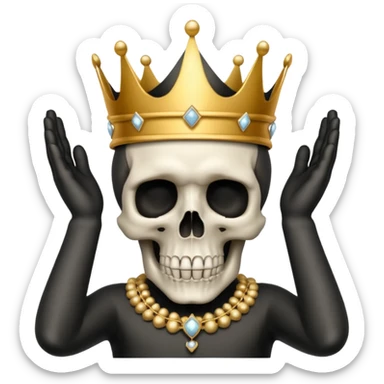 Skull with hands on head and a crown and no diamonds sticker