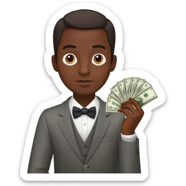 stylish dark-skinned male portrait counting money sticker