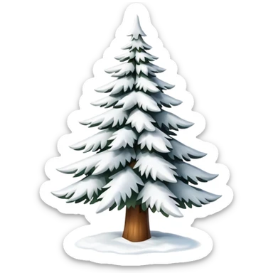actual snow-covered white fir christmas tree isolated.  sticker