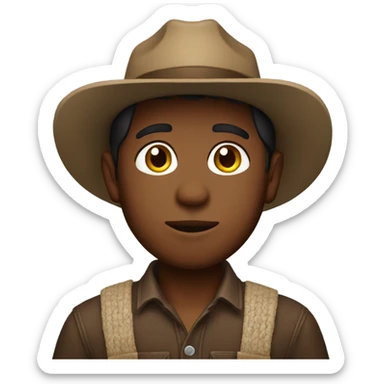 Brown boy with farmer outfit sticker