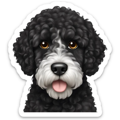 black curly haired portuguese water dog no white fur sticker