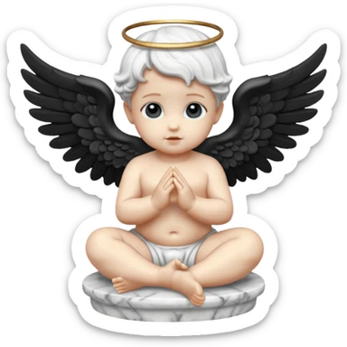 baby angel statue with black wings sticker