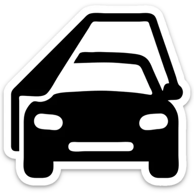 solid elegant icon of a car with a transparent film covering it, minimalistic style, refined details sticker