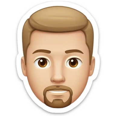 white male with straight cut short light brown hair with goatee sticker