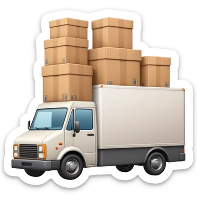 delivery truck overflowing with packages in the back sticker