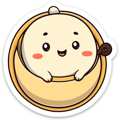 cute cartoon sticker style baozi with smiling face sticker