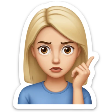 Woman with a baffled expression, raised eyebrow, and hand on chin sticker