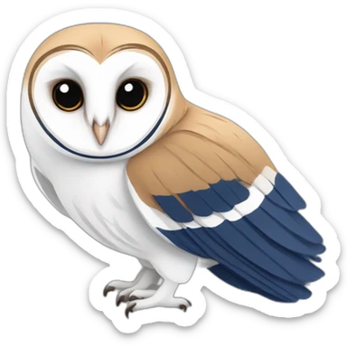 Barn Owl with dark blue and white stripes sticker