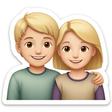 two children smiling at each other, happy and kind sticker