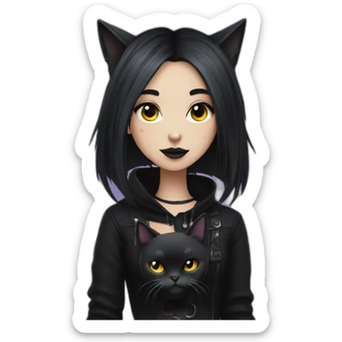 goth girl with a cat sticker