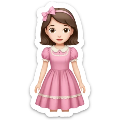 Cottagecore style ultra cute vintage material pink dress sticker