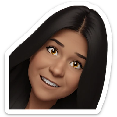 smiling girl with long hair sticker