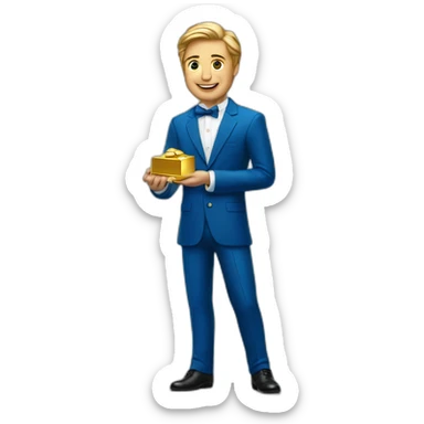 Posh-man-with-blue-suit-offering-goldbar sticker