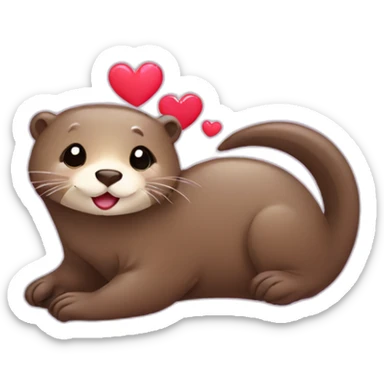Cute otter in love with hearts sticker