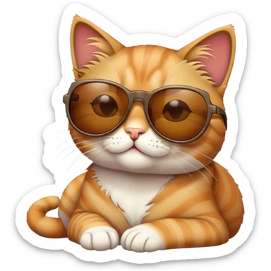 Cat wearing sunglasses when sunbathing on the beach. sticker