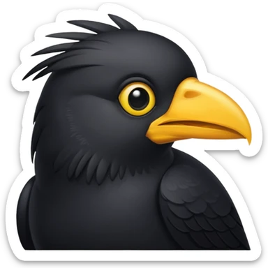 Create a black bird with long yellow beak  sticker