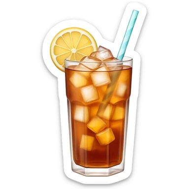 Cinematic Realistic Thai Ice Tea Drink Emoji, depicted as a chilled glass of sweet, creamy iced tea rendered with vivid textures and refreshing, dynamic lighting. sticker