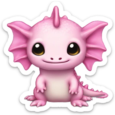 pink cute axolotl stitch chibi like Cginese dragon sticker