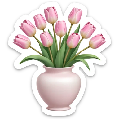 Light pink tulips in white vase sticker