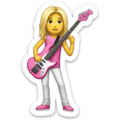 long-blond-bassguitar-player-pink-clothes-pink sticker