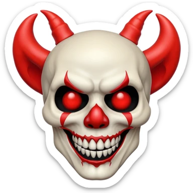 skull with clown nose and devil horns sticker