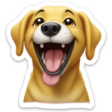 Yellow dog laughing  sticker
