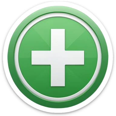 white plus sign with a green circular outline sticker