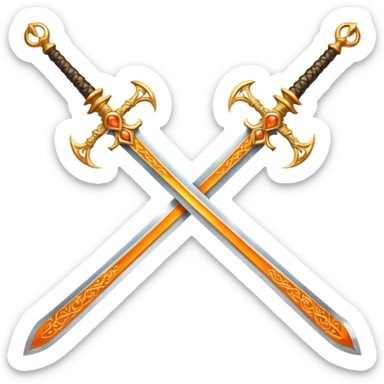 Two golden fiery royal crossed swords sticker