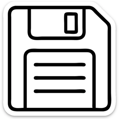 Make the top metal part of the olive green floppy disk beige to match the label. Keep the style simple, with clear outlines, graphic shadows and highlights for volume, no face, no background. sticker