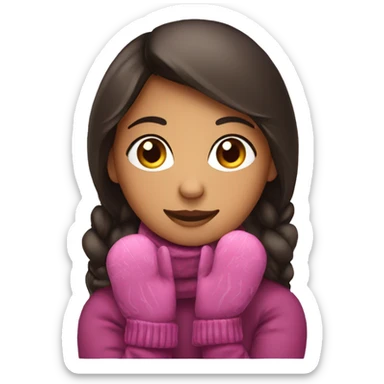 Hispanic Girl wearing mittens sticker