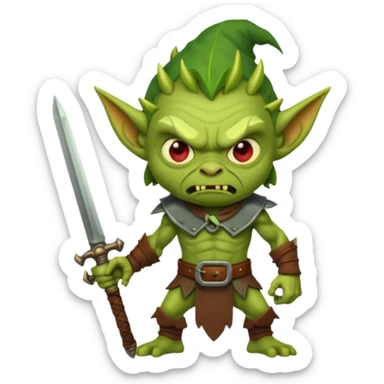 make an angry looking goblin holding a sword sticker