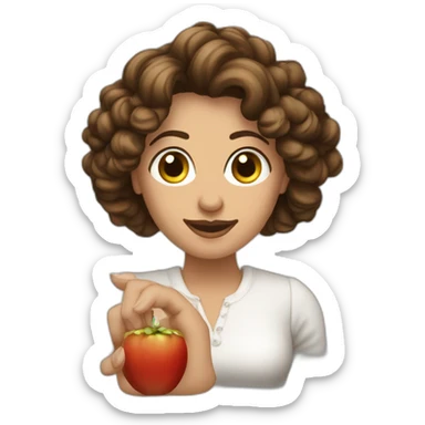 Eine braunhaaarige Frau aus Tunesien mit Locken. Sie hält einen Spiegel in der Hand sticker