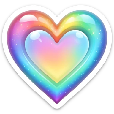 Light rainbow heart with sparkles  sticker