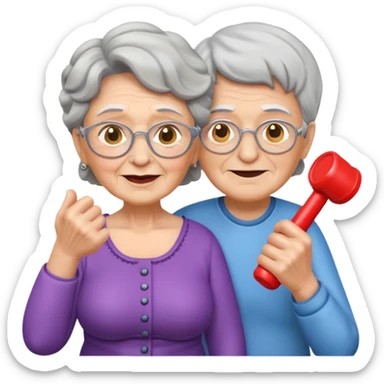 granny with a pumped up guy emoji iOS 18.1 sticker