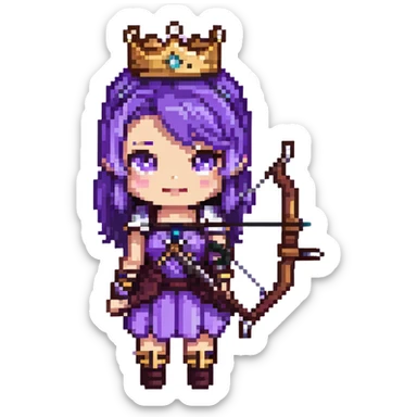 Archer Queen from Clash of Clans with purple hair, crown, bow and arrow, purple outfit sticker