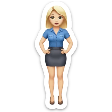 fullbody busty blonde woman, realistic emoji style, standing, safe for work, natural expression sticker