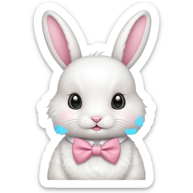 white bunny with pink bowtie sticker