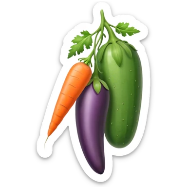 eggplant, cucumber, carrot, hanging sticker