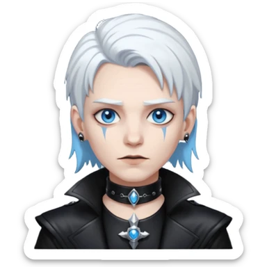 necromancer with black leather outfit white hair sticker