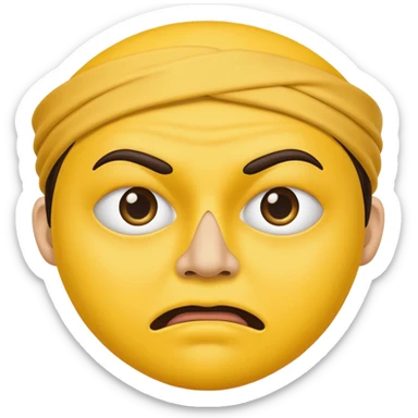 yellow face covering mouth with mad eyebrows sticker