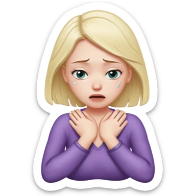 white girl with arms on her neck fake chokinh herself  because she is stressed  sticker